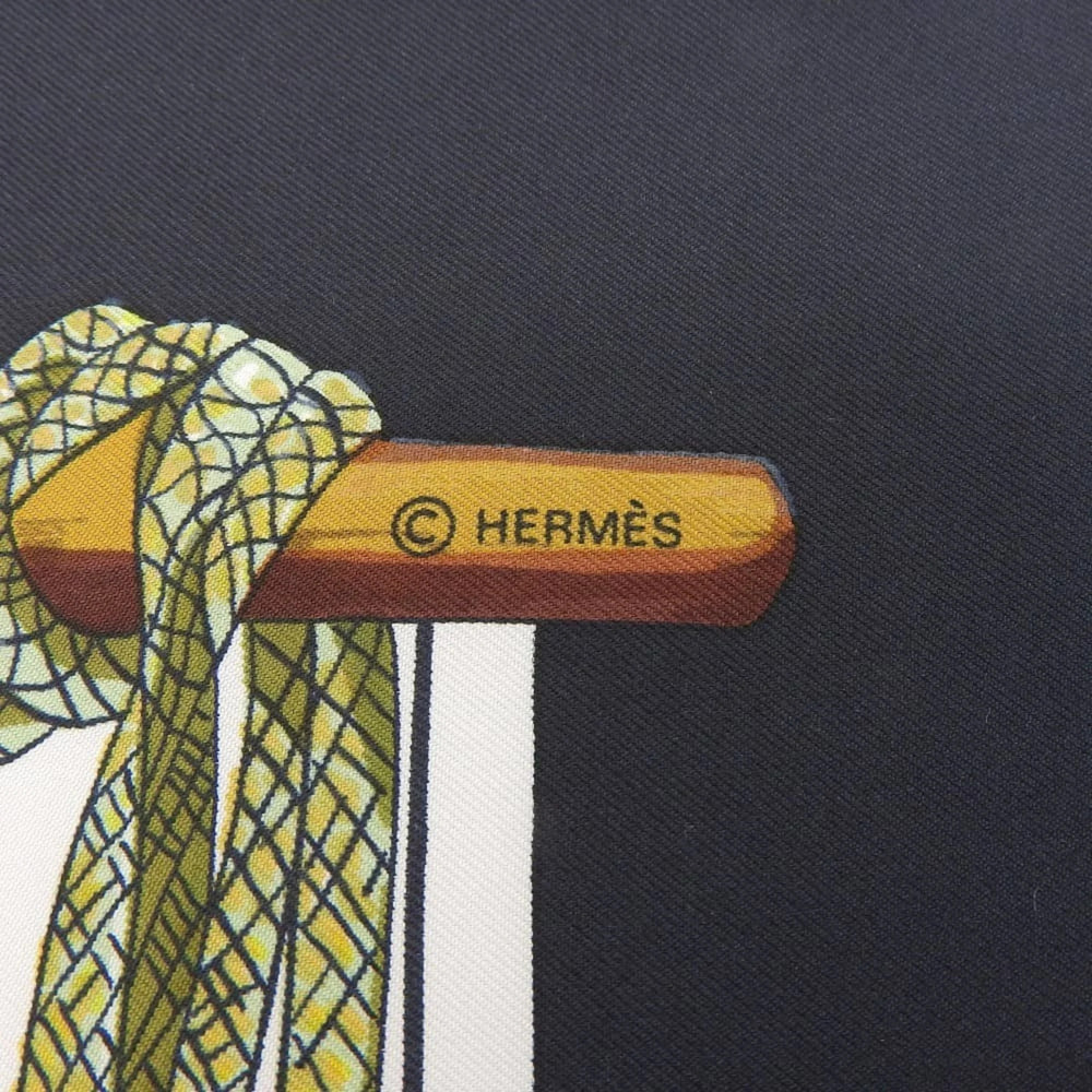 HERMES Authentic Black Silk Scarf - Picture 7 of 7